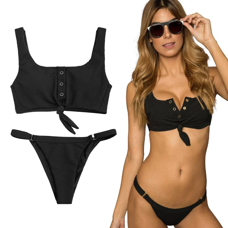 

Bathing Suits Sunmmer Two Piece Swimsuits for Women Beach Wear Adjustable Womens Bikini with Chest Buckle Spandex Women Swimsuit