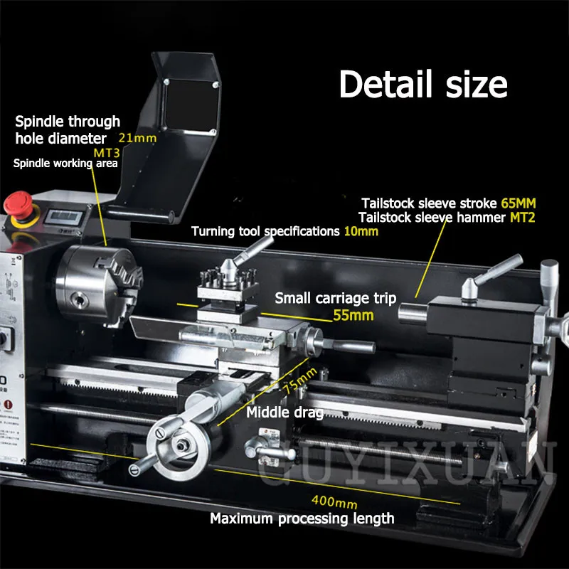 LISM 600W Small bench lathe motor lathe Household DIY Desktop Variable Speed Mini metal lathe machine 220v