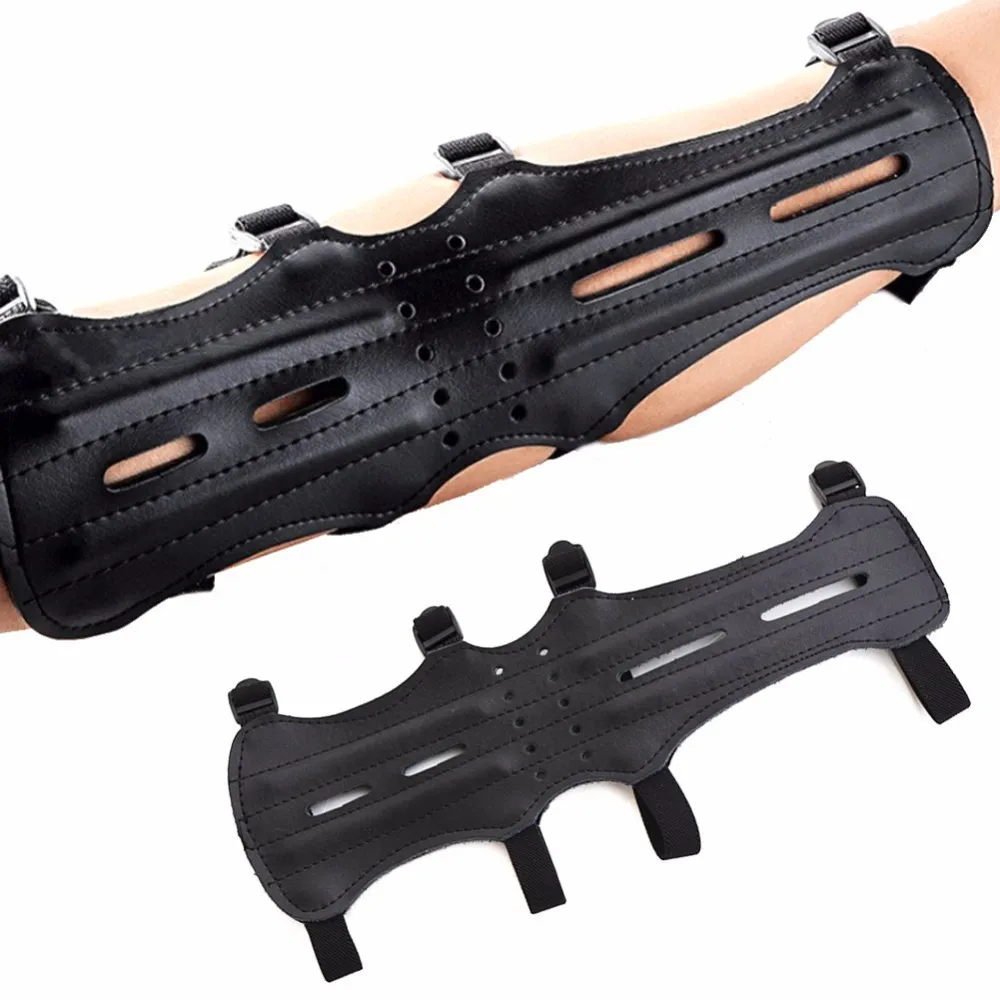

Outdoor Shooting Archery Arrow PU Leather 4 Strap Shooting Target Archery Arm Guard Protection Safe Strap Armband Wrist Support