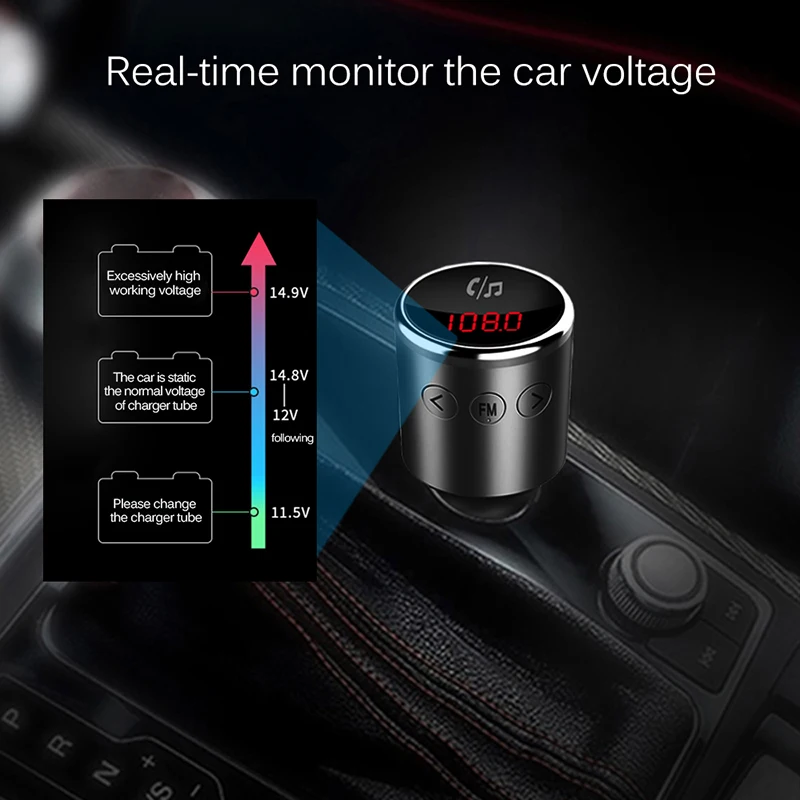 FM передатчик Bluetooth V4.2 Беспроводной Car Kit радиопередатчик MP3 плеер Поддержка u-диск громкой связи двойной USB Порты и разъёмы