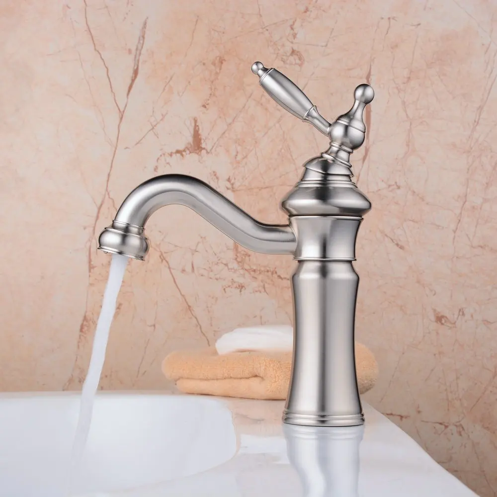 Basin Faucets Contemporary Brass Brushed One Hole Single ...