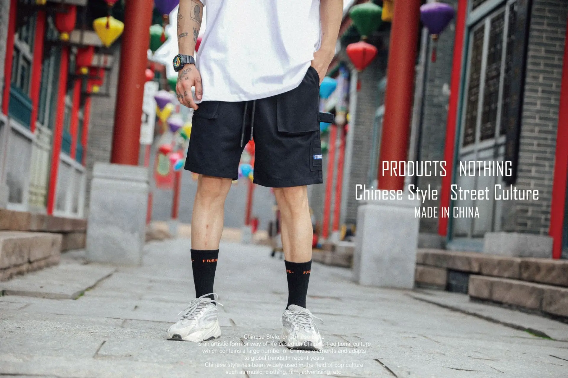 Японские уличные модные уличные студенческие мужские шорты Карго летние Свободное длинное платье с длинными рукавами брюки мужские
