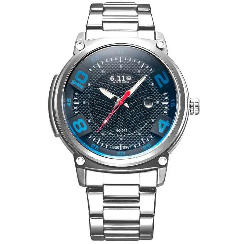 6,11 мужские модные часы со стальным синим стеклом на солнечных батареях, армейские военные уличные кварцевые часы, мужские спортивные часы