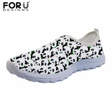 FORUDESIGNS/летние женские кроссовки; повседневная обувь на плоской подошве; милое животное панда; принт; женские пляжные сетчатые туфли без застежки для женщин