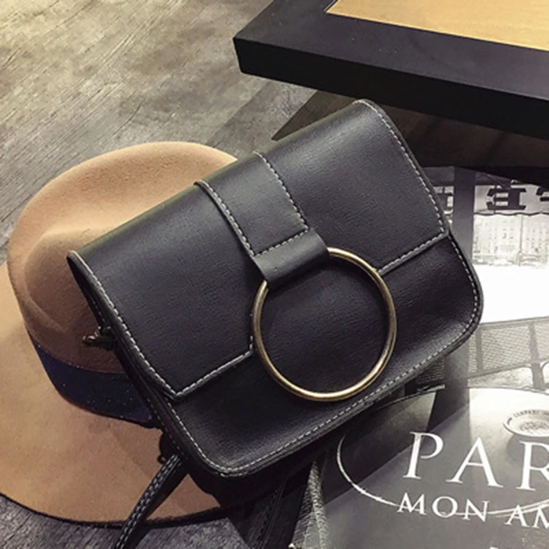 

2019 autumn new bag fashion handbags simple shoulder messenger bag wild style series ring bag frosted small square bag