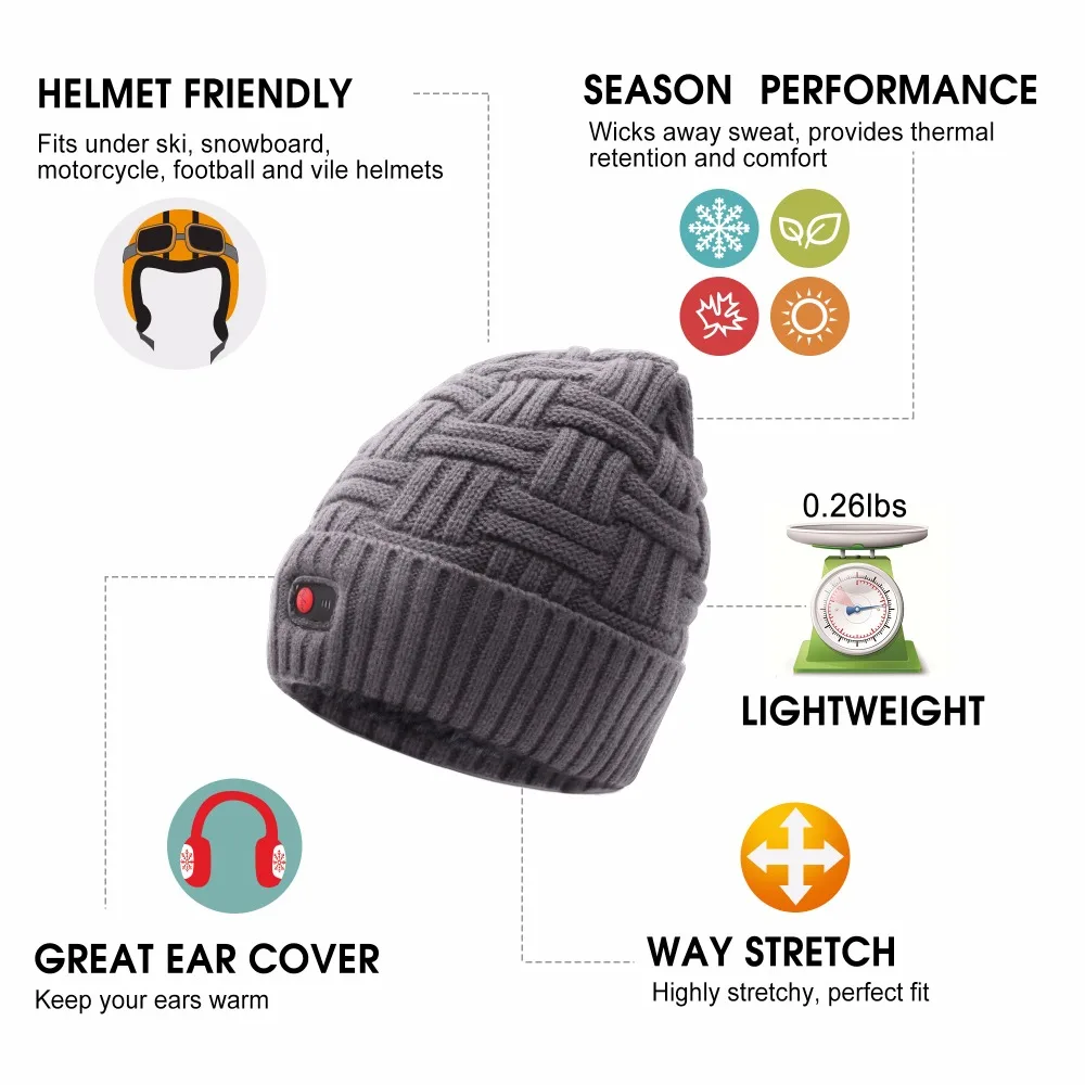 7,4 V батарея шляпа для зимних видов спорта на открытом воздухе с подогревом шапки/шапки вязаная шапка для мужчин и женщин 3 уровня управления шапка унисекс для улицы