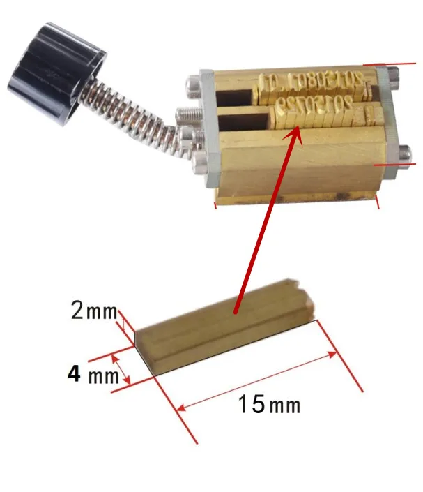 Латунь 2*4*15 мм горячего тиснения шрифт для штамп кодирования машины(A-Z 2шт, 0-9 4 шт, символы 8 шт, Т-тип