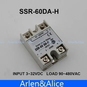 

60DA SSR-60DA-H High voltage AC solid state relay SSR input 3-32V DC load 90-480V AC single phase