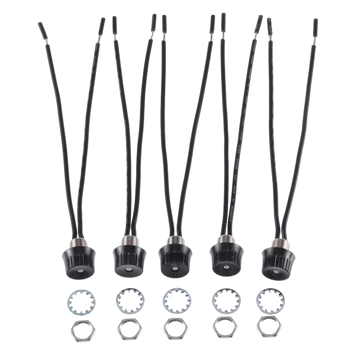 5pcs/set ZE-105M Rotary Stye On/Off Black Canopy Switches 3/1 amps at 125/250 4" Wire