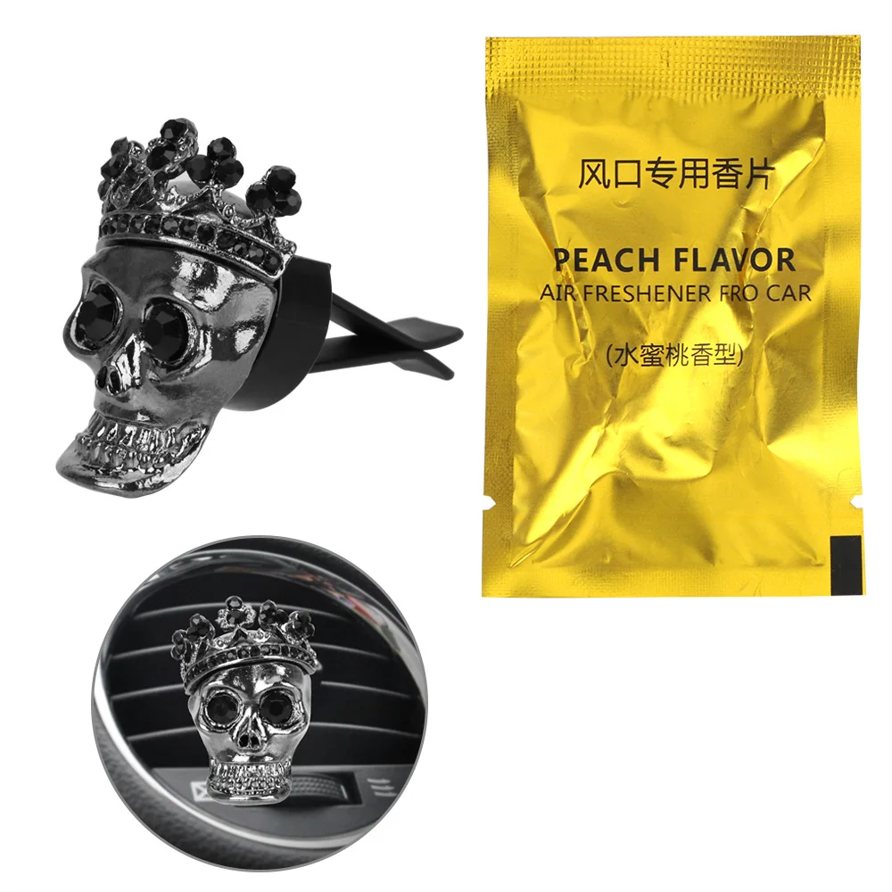 LEEPEE авто украшение металлический череп с короной автомобильный орнамент освежитель воздуха Авто аксессуары автомобильный парфюм воздушный выход клип
