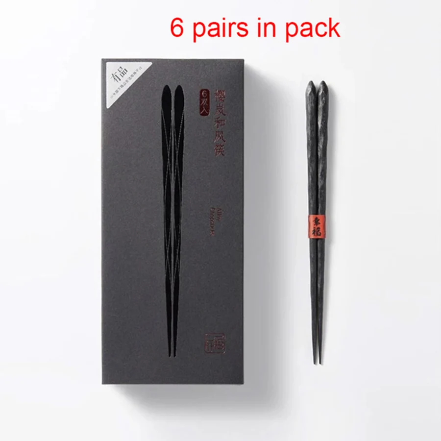 Xiaomi Mijia 6 пар Yiwuyishen палочки для еды в упаковке PPS стекловолокно высокая термостойкость китайские палочки для еды для умного дома - Цвет: 6 Pairs in Pack-