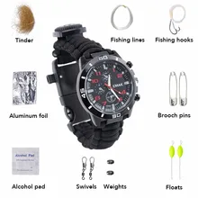 Multifuctional Fishing Survival Watch Alarm Gear Bangle Parachute Cord Outdoor Survival Kit Hight Quality Fishing Tools