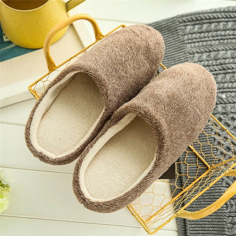 2019 Men Warm Home Plush Soft Slippers Indoors Anti-slip Winter Floor Bedroom Shoes Mans footwear men shoes 40JA2952