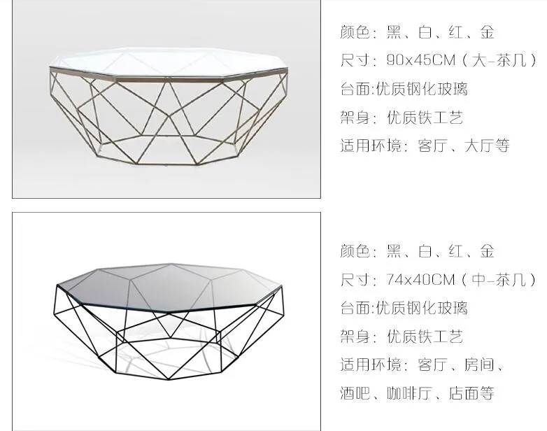 Нордический Железный размер квартира журнальный столик для гостиной стеклянный круглый стол, восьмиугольный прозрачный