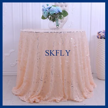 

CL002A Hot sale gorgeous fancy larege square peach sequin wedding table cloths