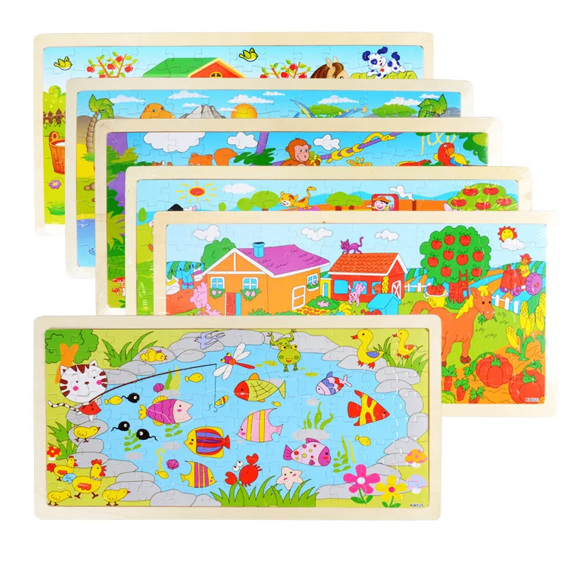 96 Pcs/set High Quality 3d Wooden Puzzle Kids Game Educational Toy
