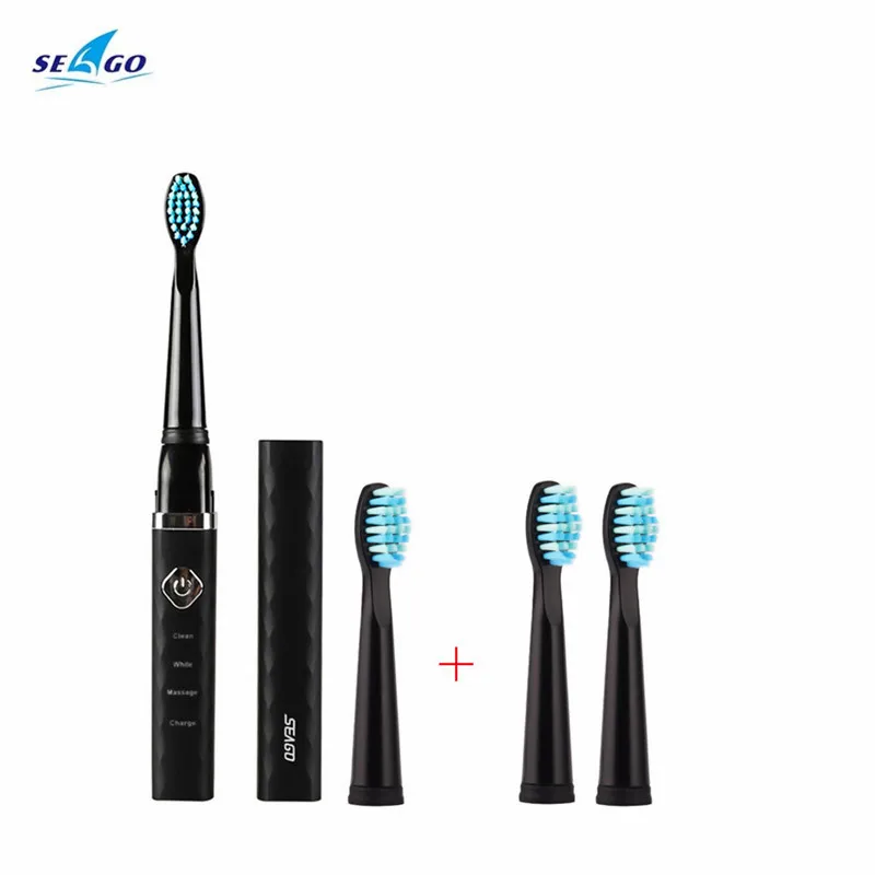 

Seago Sonic Electric Toothbrush Adult Timer Brush USB Rechargeable Electric Tooth Brushes 4pc Replacement Brush Head Oral Care45