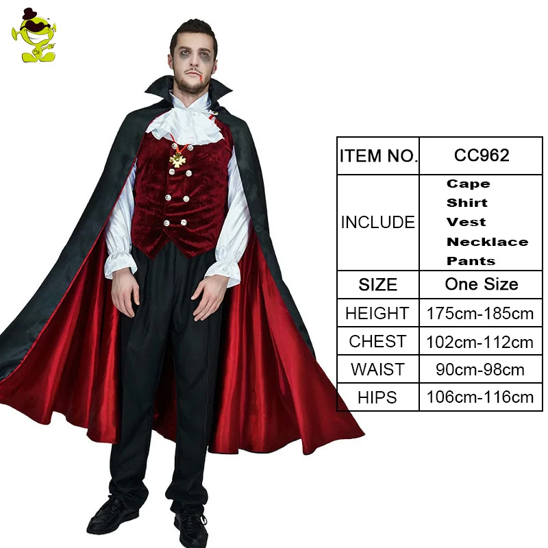 Fantasia masculina de vampiro Lord Plus Size fantasia de vampiro