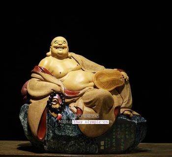 

18'' china porcelain pottery carvings home fengshui lucky Maitreya Buddha statue