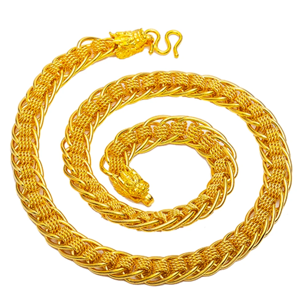 Толстые тяжелые мужские цепи Желтое золото Заполненные Твердые хип хоп стиль Мужские цепочки и ожерелья 24 дюйма