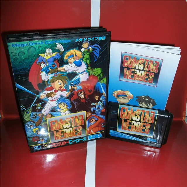 gunstar heroes japan cover with box and manual for sega megadrive