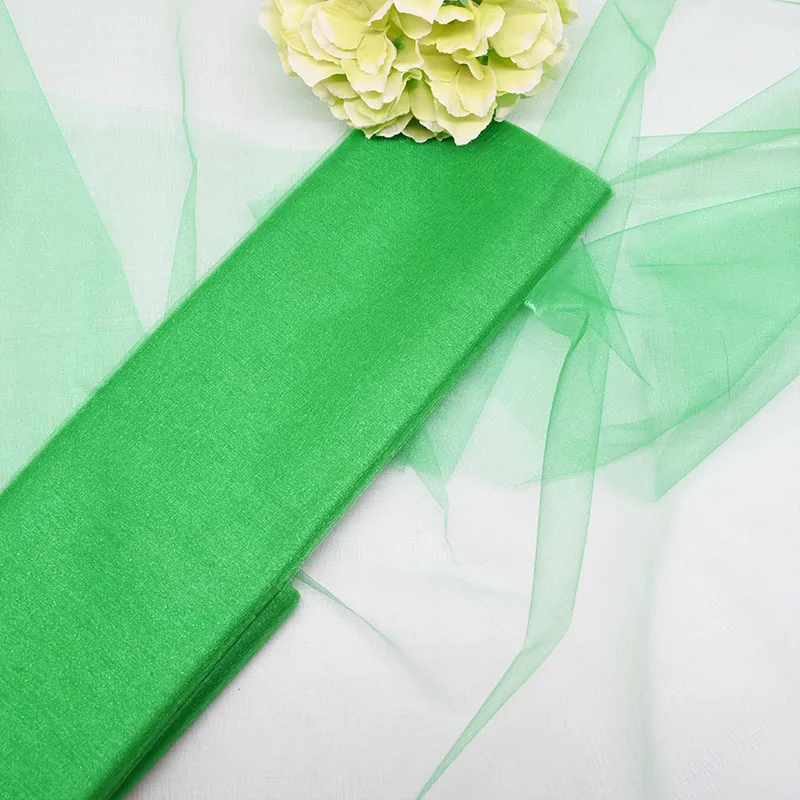 48/72 см 10 метров, кристально чистая органза тюль рулон ткани для Свадебные украшения DIY Арки накидки на стулья вечерние Свадебный 75 - Цвет: T11 Green
