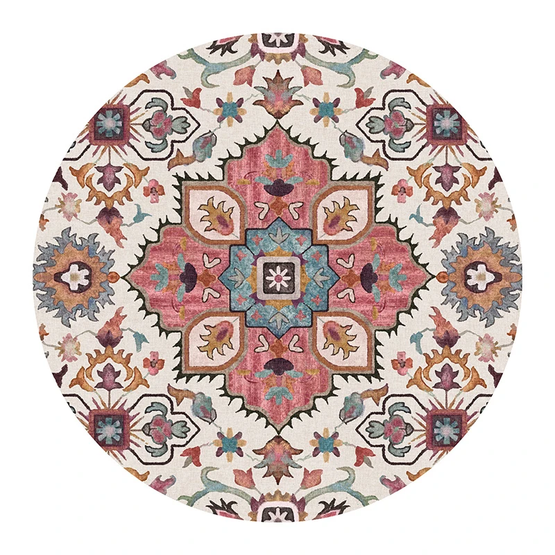 

Retro India Mandala Round Carpet For Living Room Round Mat Flower Nordic Printed Kids Room Large Geometric Area Rug