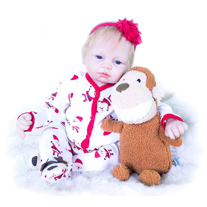 

Bebe Reborn Doll 2018 Hot Sale Newborn Doll Realistic Rooted Mohair 21 Inch Soft Silicone Vinyl Baby Toy for Girl XMAS Gifts