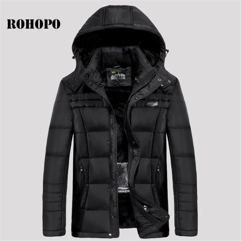 

ROHOPO USB Charge heat Warm Parkas Men,Fleece Liner TOP Brand Striped Cotton Military hooded Collar Casual Parkas Jacket 2019