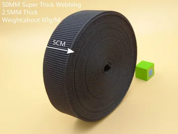 

High Quanlity 50mm 5 Yard Thick 2.4MM Bright PP Black Ribbon Polyester Band Strap Webbing Belt For DIY Bags Buckles Accessories