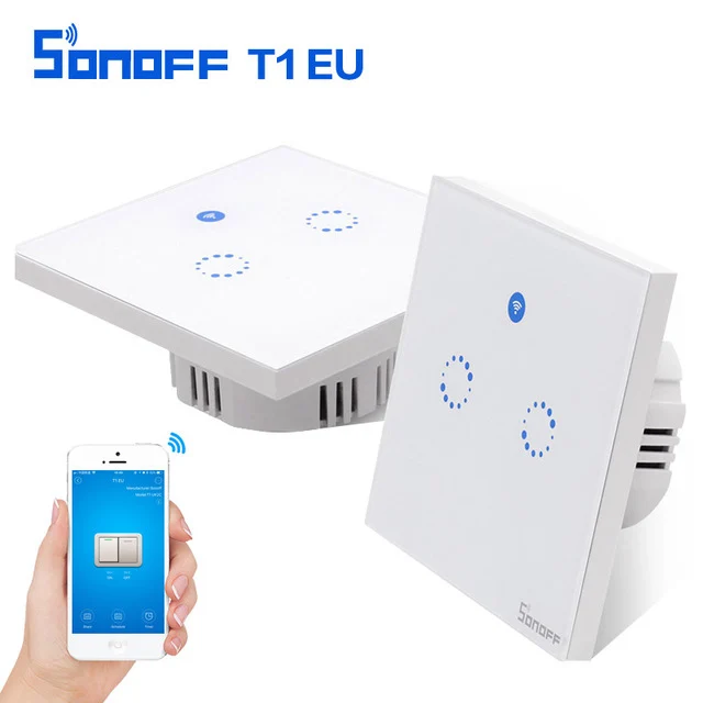 Sonoff T1 EU 1/2 Gang настенный сенсорный смарт переключатель панель Пульт