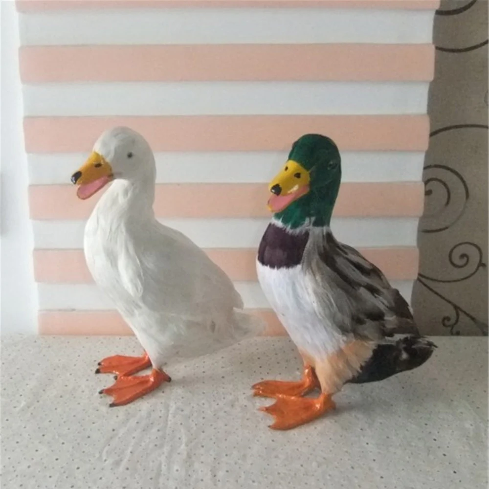 

Simulation Animals White Duck Decoration Toy Made of Plastic&Feathers Goose Doll Model Teaching Props Kids Gifts 24x27cm