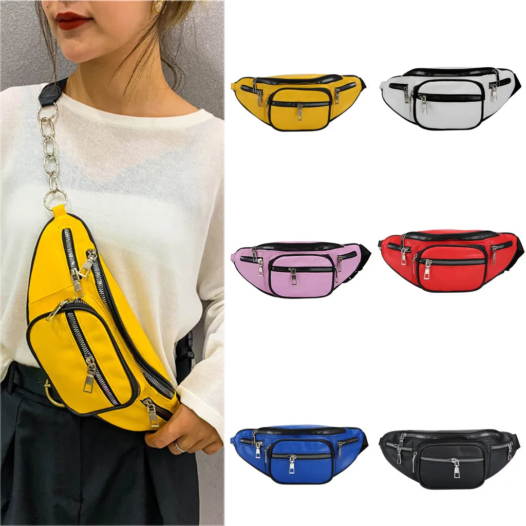

xiniu PU waist bag women fanny Fashion Zipper chain Waist Bag Classic luxury Waterproof waist bag marsupio donna Dropship