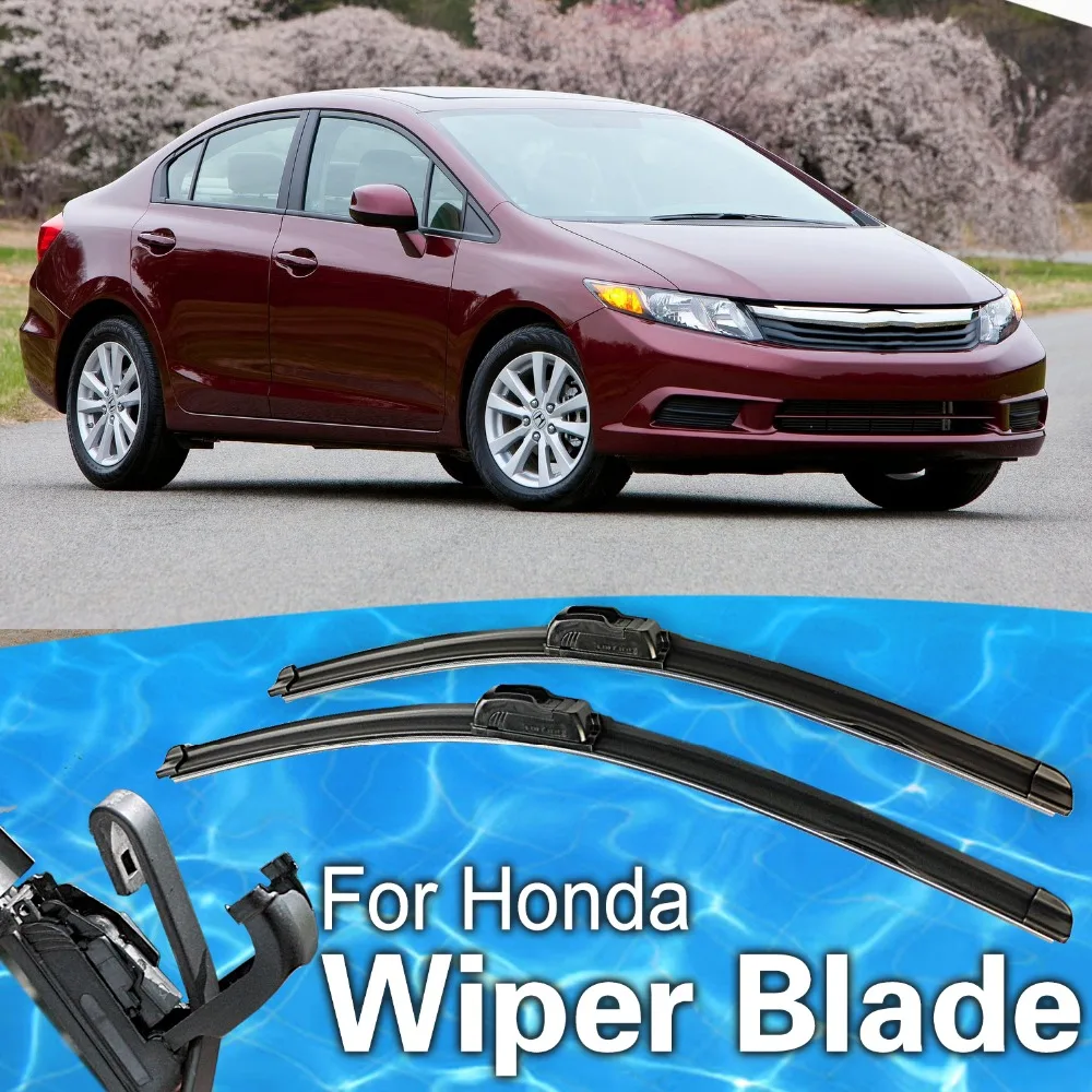 Car Styling 2PCS Soft Rubber Windshield Frameless For Honda Civic 2006