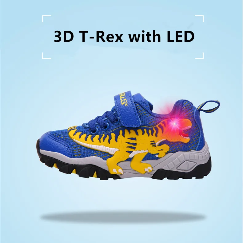 DINOSKULLS children's Shoes boys dinosaur illumious tennis Breathable