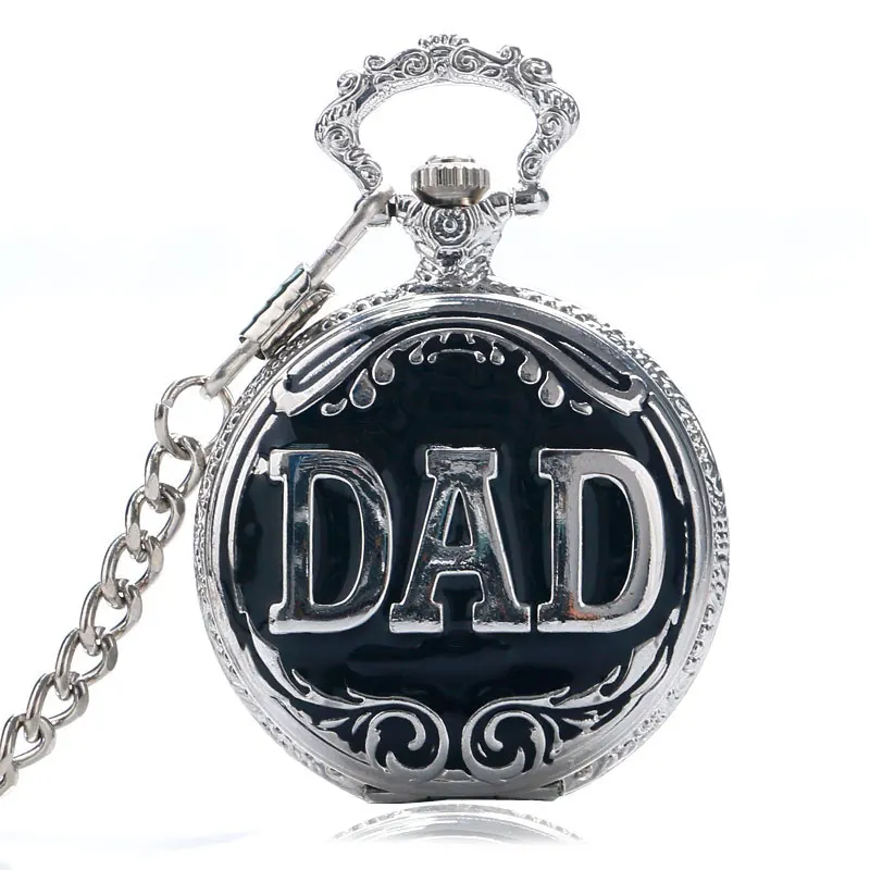 Vintage DAD Letter Pocket Watch for Father Chain Pendant Watches Daddy