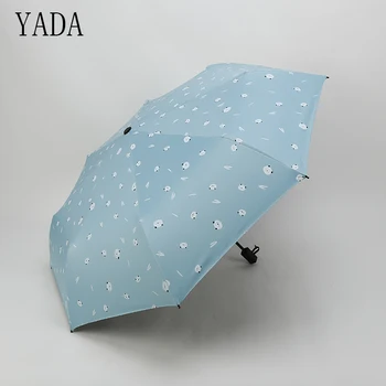 

YADA Custom Blue & Pink Bear Head Pattern Folding Animal Umbrella Rain Women uv Black Coating Umbrella Womens Umbrellas YS073