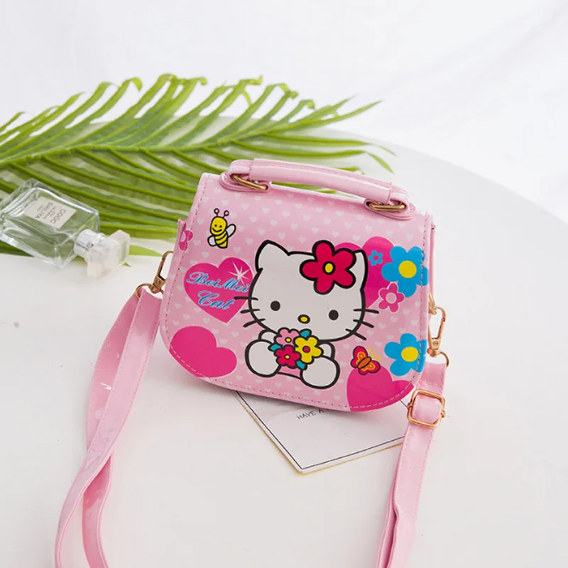 Рисунок «Hello Kitty» мультфильм PU дети плечо Повседневное модные тонкие сумка Водонепроницаемый пользовательских диагонали для маленьких девочек KT плюшевый Кошелек - Цвет: Pink