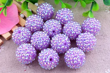 

Neon Light Purple Ab Wholesales AAA Quality 20mm Chunky 100pcs/lot Resin Rhinestone Ball beads for Kids Girl Jewelry