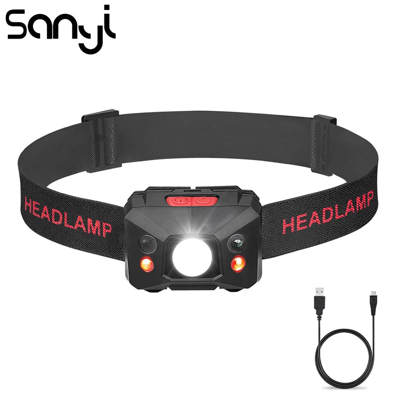 

SANYI 30000LM USB Rechargeable Headlight Built-in Battery 5 Modes LED Headlamp Waterproof Flashlight Forehead Camping Lamp