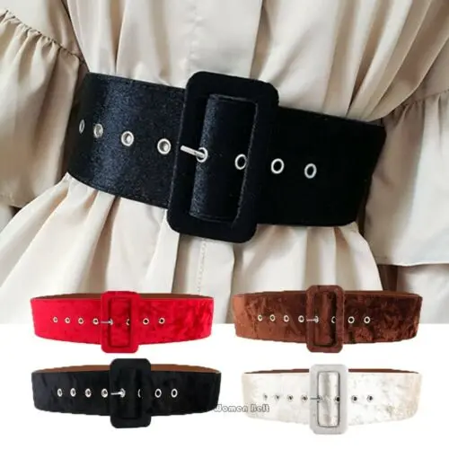 

Wide Waist Elasticated Lady Girl Fashion Buckle Belt Belts Elastic Cat Walk Velvet Girdle Belt For Women