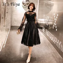 Это yiiya Выпускные платья Кружева Длинного размера плюс тонкий o-образным вырезом полые платья женские вечерние платья с длинным рукавом Vestidos De Gala E570