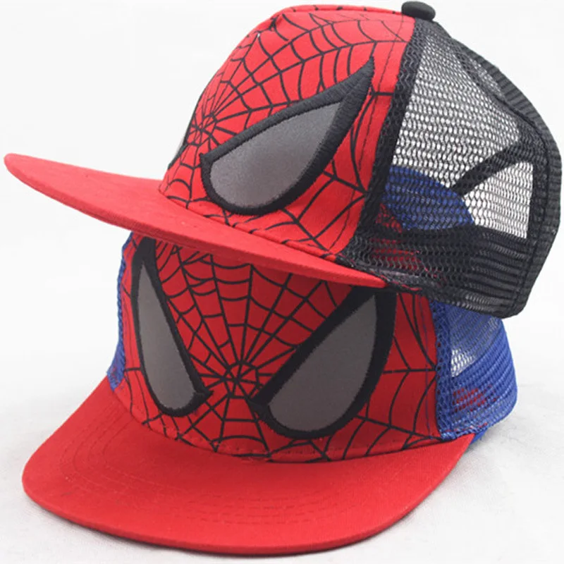 New Summer Children Cartoon Spiderman Snapback Adjustable Flat Along
