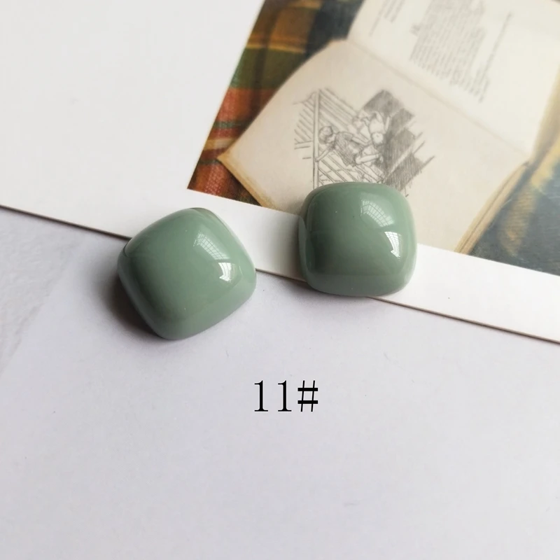 Ретро половинные таблетки смолы квадратный чистый цвет патч ухо-гвоздь кольцо moandi японский DIY ручной работы серьги материал аксессуары