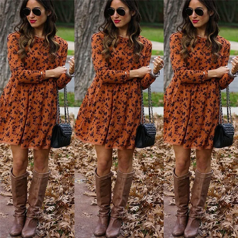 2018 Print Casual Loose Tops Long Sleeve Solid Dress Autumn Summe Women Button Down Plus Size Vestido De Festa 40OC112