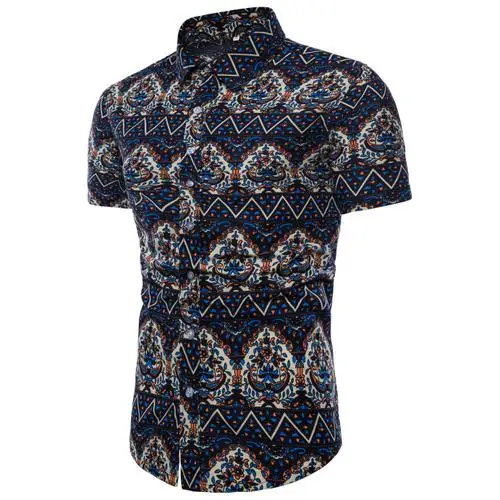 Мужские повседневные рубашки с коротким рукавом, лето, гавайская рубашка, облегающая, с различными рисунками, мужская одежда больших размеров, M-4XL 5XL - Цвет: TC10