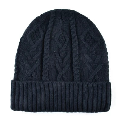 TQMSMY Casual skullies men beanie knitted wool hat double layer hats for women's winter beanies Keep warm bone Solid color gorro - Цвет: Черный