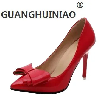 

Fashion autumn candy color pointed toe high-heeled shoes ol 9cm shallow mouth shoes red bow wedding shoes