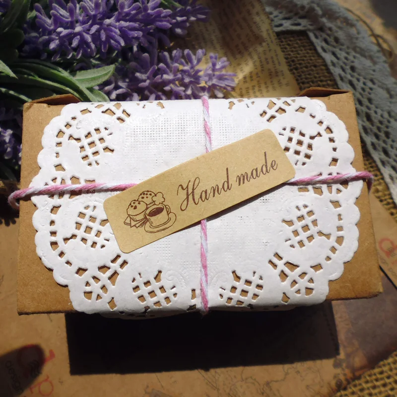

100pcs Coffee Time Hand Made Kraft Seal Sticker Paper Label Adhesive Gift Seal Sticker Stationery Sticker 5x1.5cm