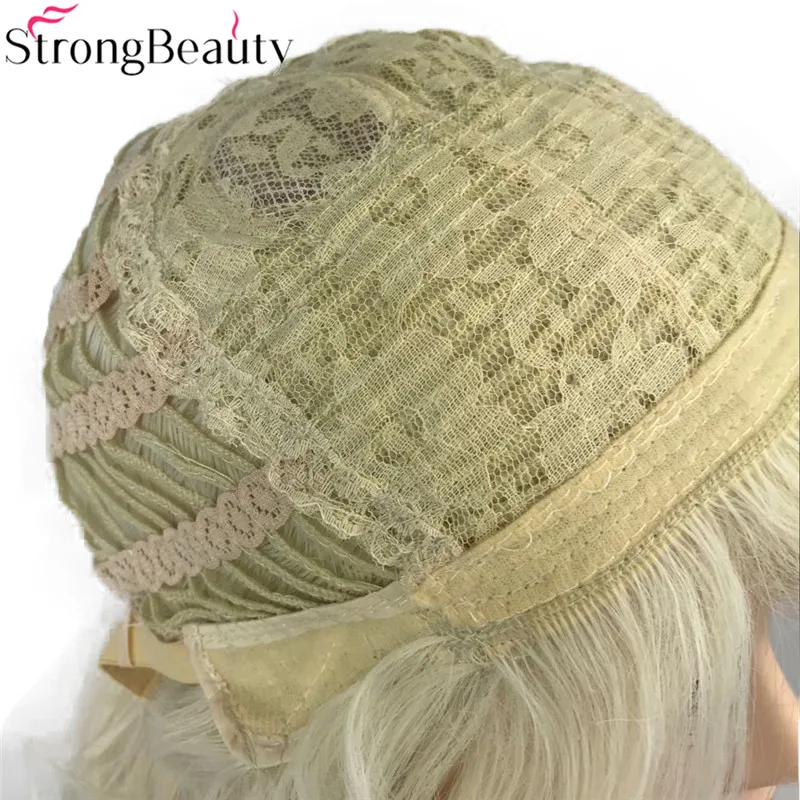 StrongBeauty Короткие вьющиеся синтетические парики термостойкие светлые волосы